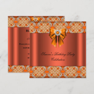 Elegant Jewelled Orange Bow Diamonds Party Invitation