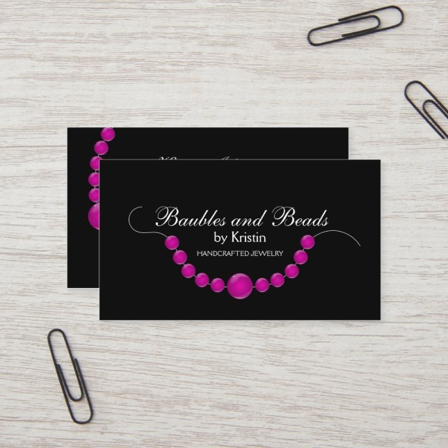 Elegant Jewelry and Beads Business Card (Front/Back In Situ)