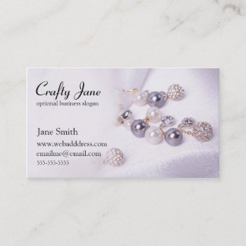 Elegant Jewelry Business Card Design Template by rhondajaidesigns at Zazzle