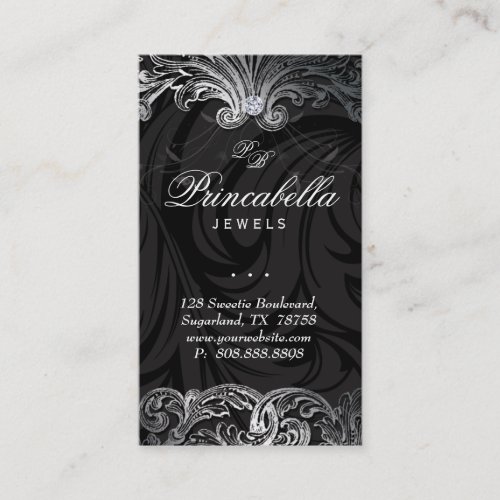 Elegant Jewelry Business Card Leaves Black Gold