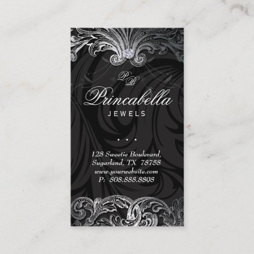 Customizable Elegant Jewelry Business Card Leaves Black Gold