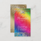 Elegant Jewelry Business Card Leaves Rainbow (Front/Back)