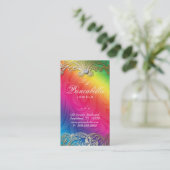 Elegant Jewelry Business Card Leaves Rainbow (Standing Front)