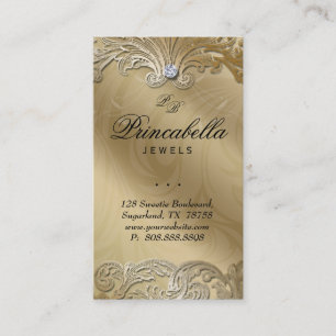 Elegant Jewelry Business Card Leaves Silver Gold