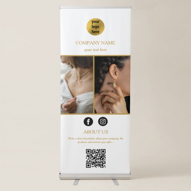 Elegant Jewelry Business Promotional 2 Photo Retractable Banner (Front)