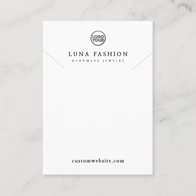 Elegant Jewelry Custom Logo Simple Design White Calling Card (Front)