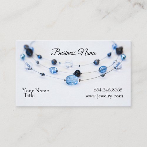 Elegant Jewelry Designer Blue Beads Business Card
