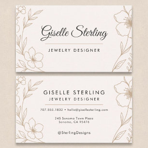 Elegant Jewelry Designer Botanical Blush Black  Business Card