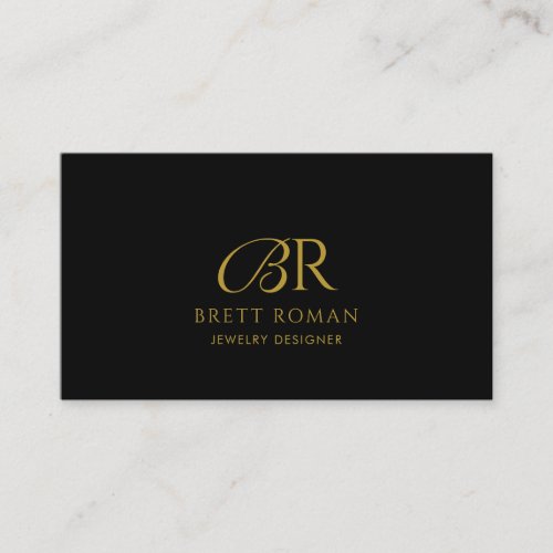Elegant Jewelry Designer Gold Monogram Business Card