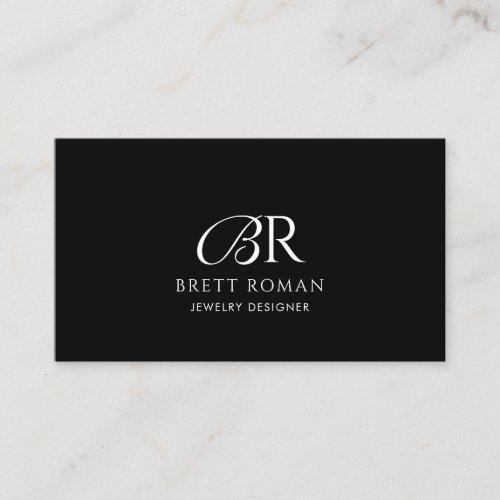 Elegant Jewelry Designer Monogram Black Business Card