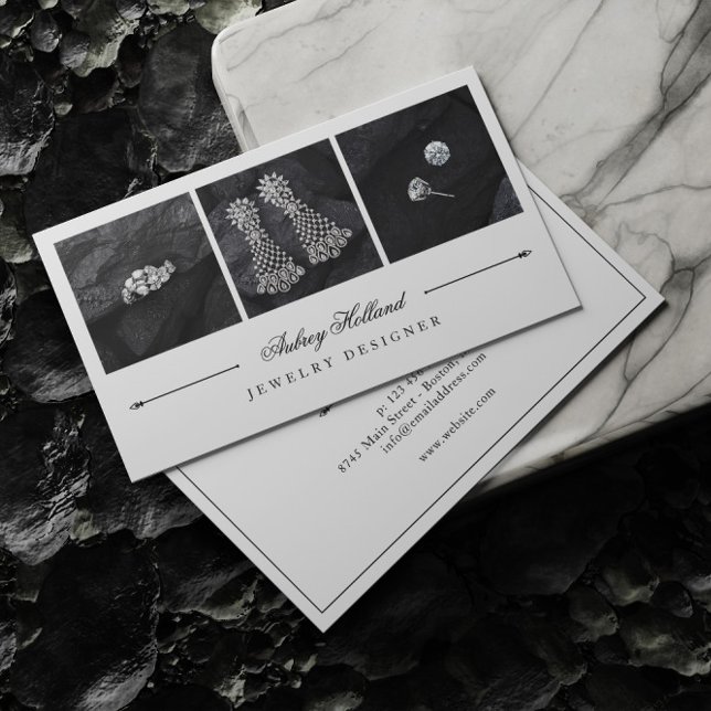 Elegant Jewelry Designer Photo Collage Business Card (Creator Uploaded)