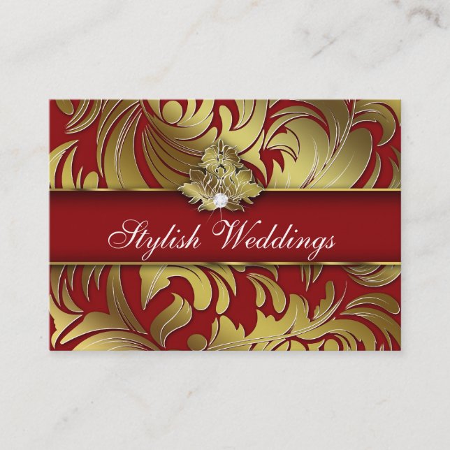 Elegant Jewelry Diamond Logo Red Gold Jumbo Business Card (Front)
