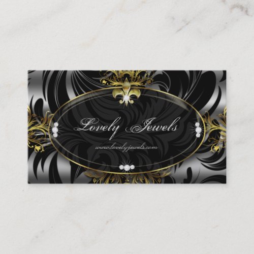 Elegant Jewelry Fashion Fleur de lis Gold Silver Business Cards