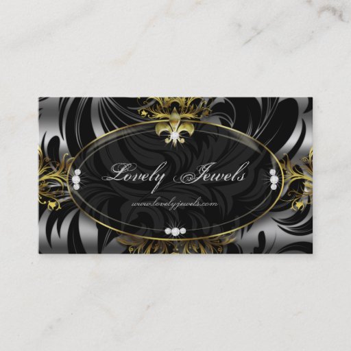 Customizable Elegant Jewelry Fashion Fleur de lis Gold Silver Business Cards