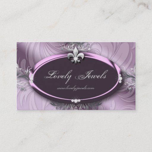 Customizable Elegant Jewelry Fashion Fleur de lis Purple Mauve Business Card Templates