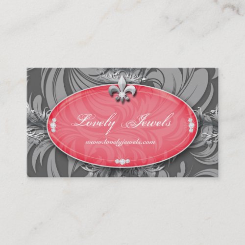Elegant Jewelry Fashion Fleur de lis Salmon Pink Business Card Templates
