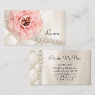 Elegant Jewelry Fashion Rose Pink Pearls Business Card