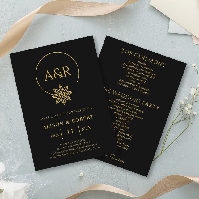 Elegant jewelry inspired frame and flower wedding program (Creator Uploaded)