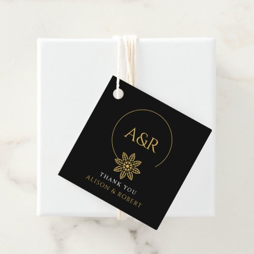 Elegant jewelry inspired frame  initials wedding favor tags