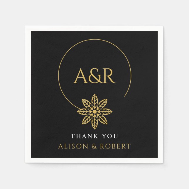 Elegant jewelry inspired frame & initials wedding napkins (Front)