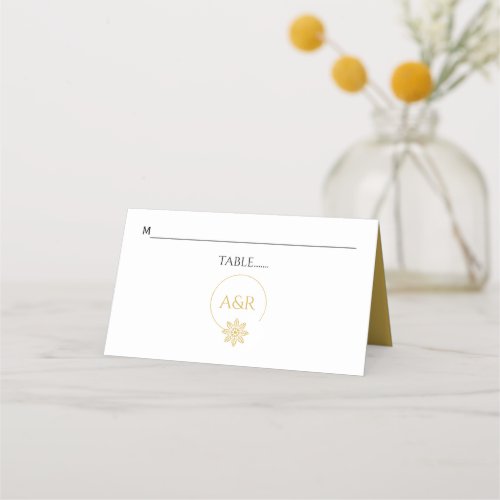 Elegant jewelry inspired frame  initials wedding place card