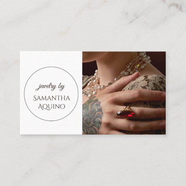 Elegant Jewelry Maker Business Card (Front)