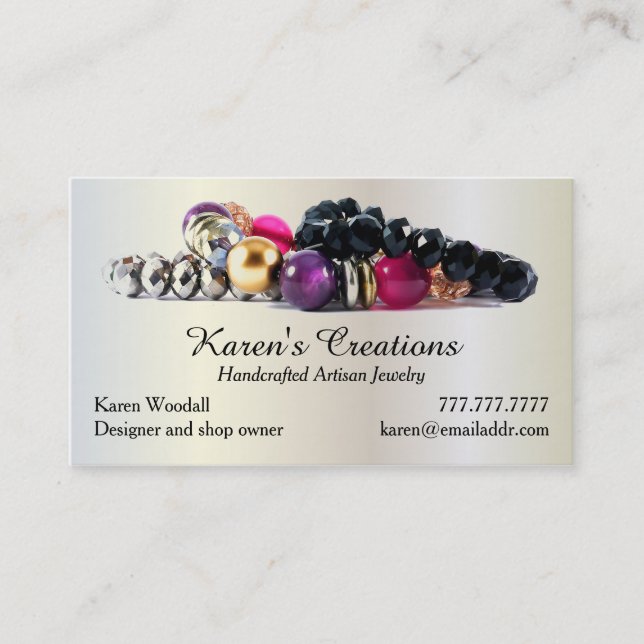 Elegant Jewelry or Jewellery Designer Maker Business Card (Front)