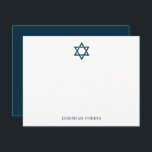 Elegant Jewish Star of David Note Card<br><div class="desc">This beautifully designed personalized note card features the timeless Star of David,  making it perfect for Jewish holidays,  bar or bat mitzvah thank-you notes,  or everyday messages with meaning. Printed on premium paper with customizable name detail,  this card blends tradition with elegant simplicity—ideal for heartfelt expressions and spiritual occasions.</div>