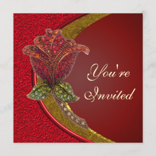 Elegant Jewled Rose Party Invitation