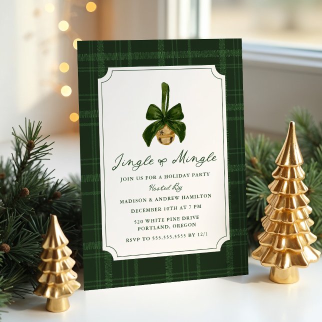 Elegant Jingle and Mingle Plaid Christmas Party Invitation (Creator Uploaded)