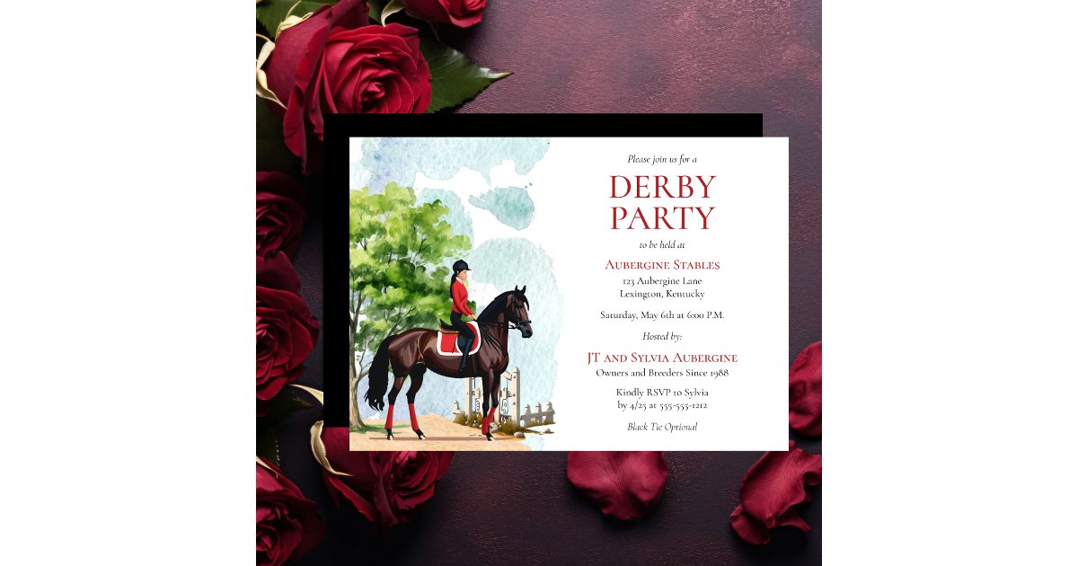 Elegant Jockey and Race Horse Derby Party Invitation | Zazzle