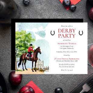 Elegant Jockey and Race Horse Derby Party Invitation