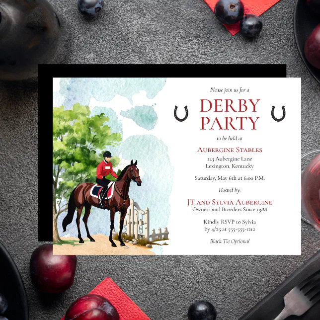 Elegant Jockey and Race Horse Derby Party Invitation | Zazzle