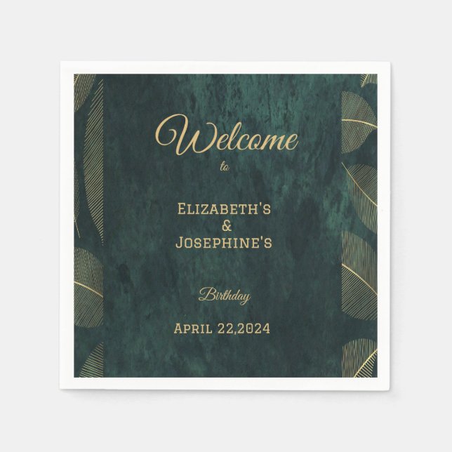 Elegant Joint Double Birthday  Twin Poster Napkins (Front)
