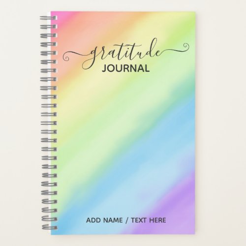 Elegant Journal Watercolor Rainbow Gradient Name