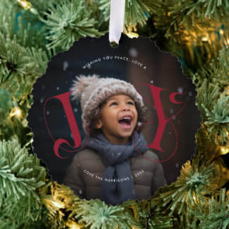 Elegant JOY | Christmas Holiday Photo Ornament Card