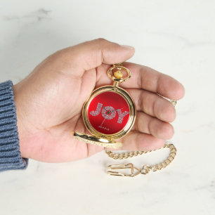 Elegant 'JOY' Custom Name Women's Gold  Pocket Watch
