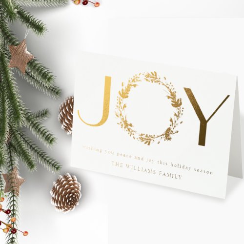 Elegant JOY real foil Holiday Folded Card