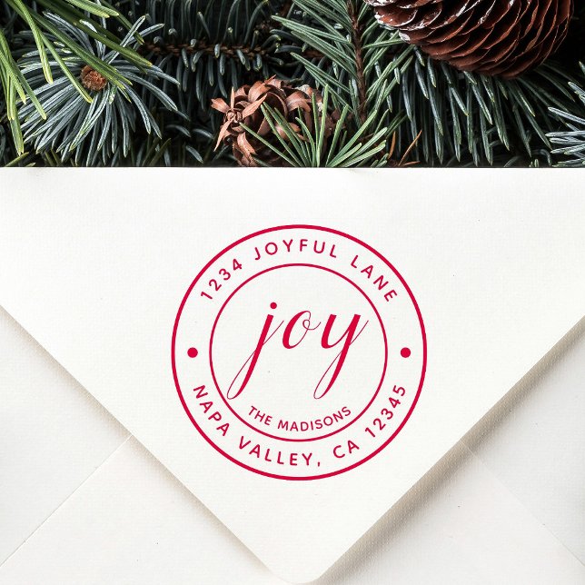Elegant Joy Round Return Address Rubber Stamp (Creator Uploaded)