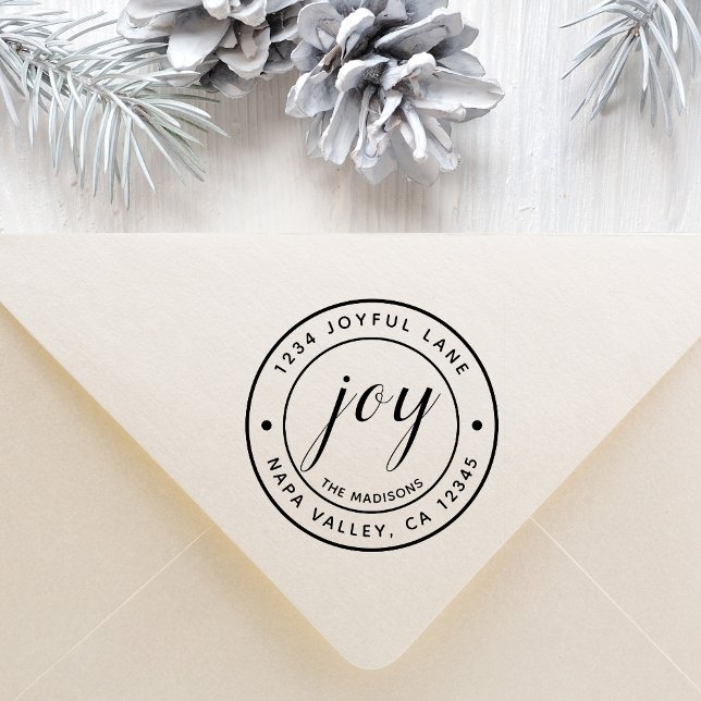 Elegant Joy Round Return Address Self-inking Stamp (Creator Uploaded)