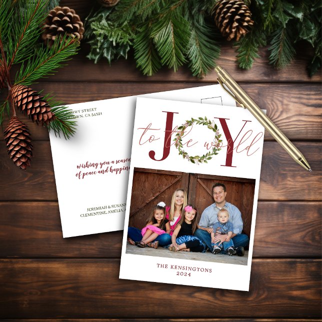 Elegant Joy to the World Christmas Holiday Photo (Elegant Joy to the World Christmas Holiday Photo Postcard)