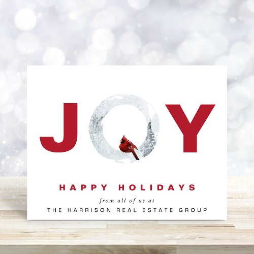 Elegant Joy Watercolor Corporate Christmas Holiday Card