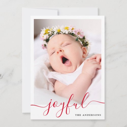 Elegant Joyful Christmas Photo Flat Holiday Card