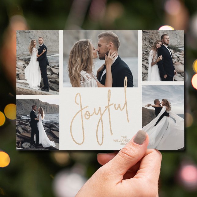 Elegant JOYFUL Multi Photo Christmas Holiday Card (Gold JOYFUL Multi Photo Christmas Holiday Cards - INSTANT DOWNLOAD and/or PRINTED or both!)
