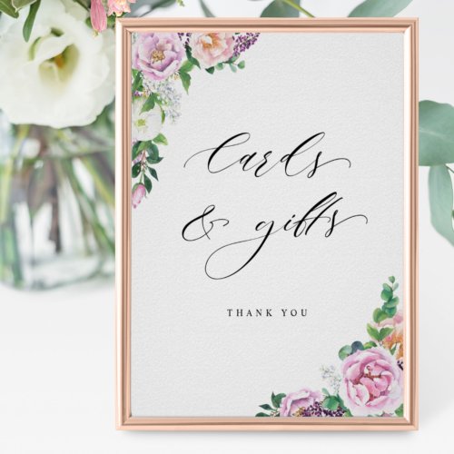 Elegant Joyful Pastel Floral Cards and Gifts Sign