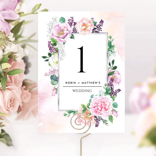 Elegant Joyful Pastel Floral Table Number