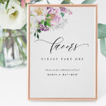 Elegant Joyful Pastel Floral Wedding Favor Sign<br><div class="desc">Elegant wedding favor sign with exquisite watercolor floral detail and graceful modern hand written calligraphy. 8" x 10" is only our default size, sign available in a variety of sizes. Floral detail in a beautiful blend of purple, lavender, lilac, pink, peach cream and white pastel tones. Easy to frame or...</div>