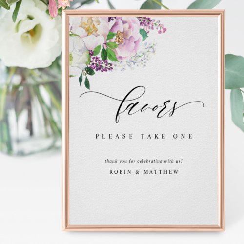 Elegant Joyful Pastel Floral Wedding Favor Sign
