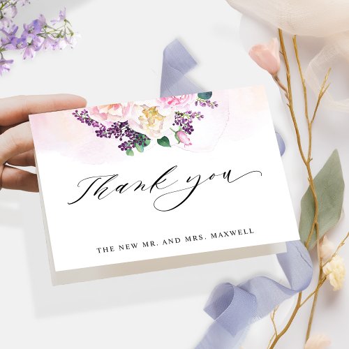  Elegant Joyful Pastel Floral Wedding Folded Thank You Card