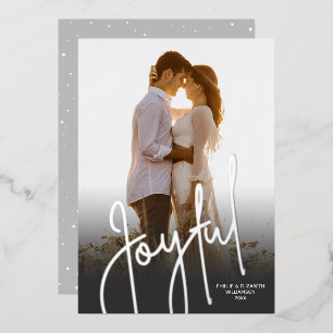 Elegant Joyful Photo Foil Holiday Card